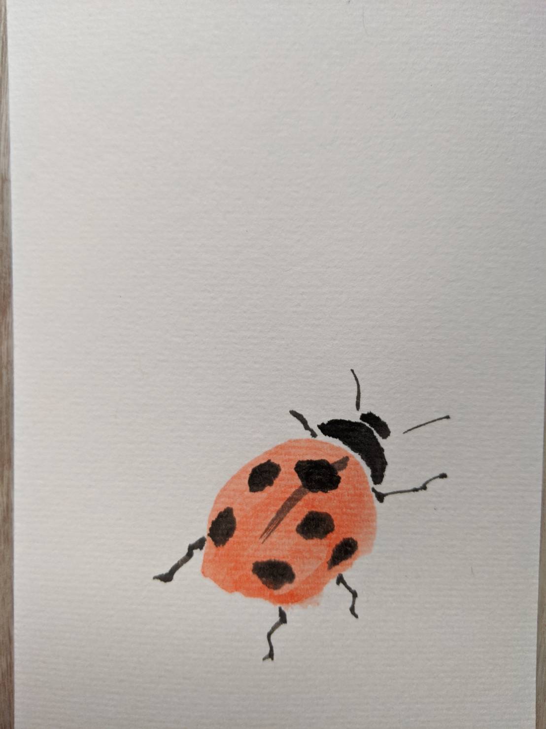 37日目】100日後に墨絵が上達する柴犬「てんとう虫」 (Ladybug) | 竹田 