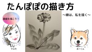 【35日目】100日後に墨絵が上達する柴犬「たんぽぽ」 (Dandelion)
